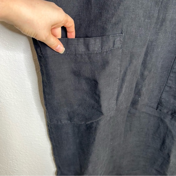 NWT MATE The Label 100% Organic Linen Black Tunic Short Sleeve Midi Dress - Picture 9 of 16